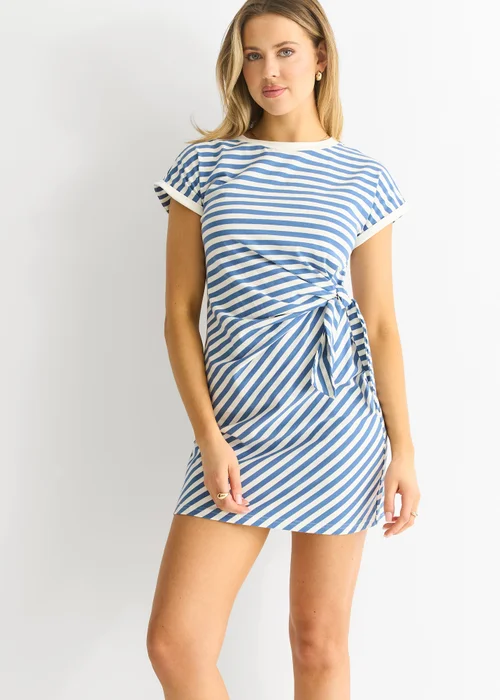 Gini London Blue Stretch Stripe Mini Dress - 8 Image 1