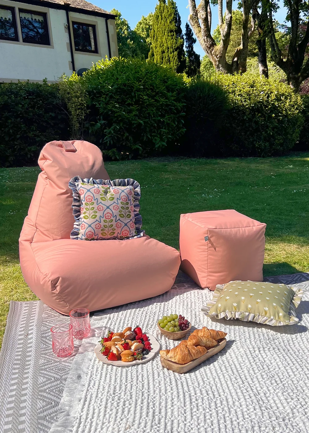 rucomfy Indoor/Outdoor Lounge Chair Dusky Pink Beanbag - One Size Image 2