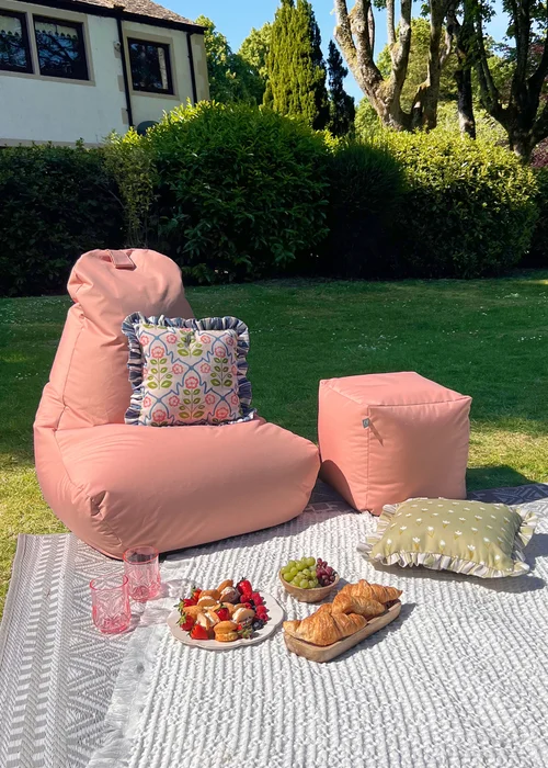 rucomfy Indoor/Outdoor Lounge Chair Dusky Pink Beanbag - One Size Image 2