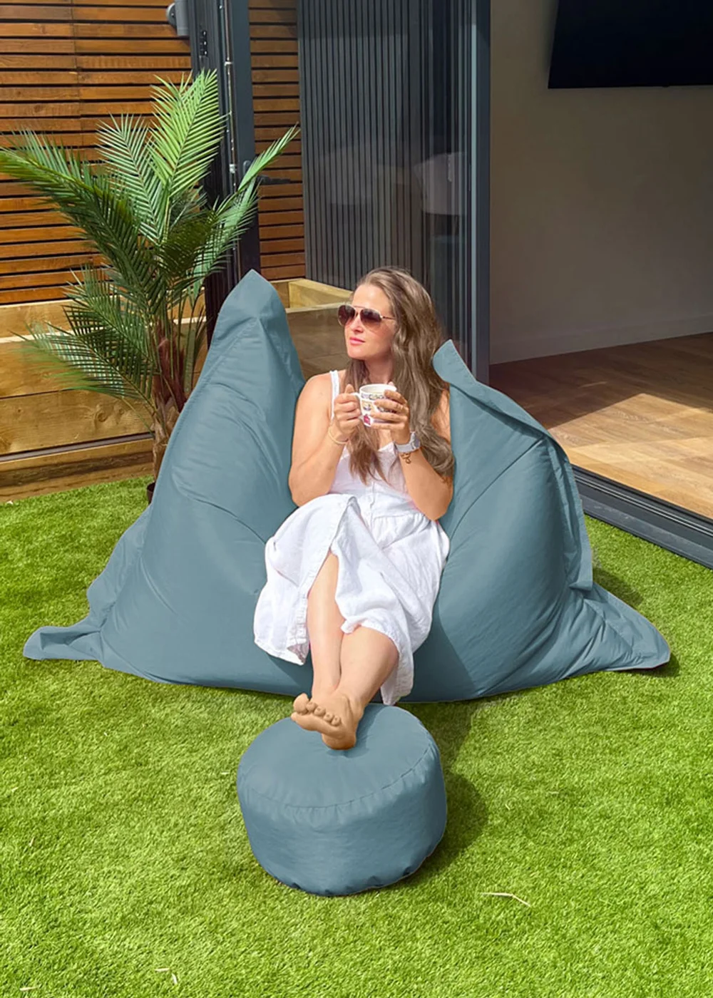 rucomfy Indoor/Outdoor Giant Squashy Squarbie Seafoam Blue Beanbag - One Size Image 1