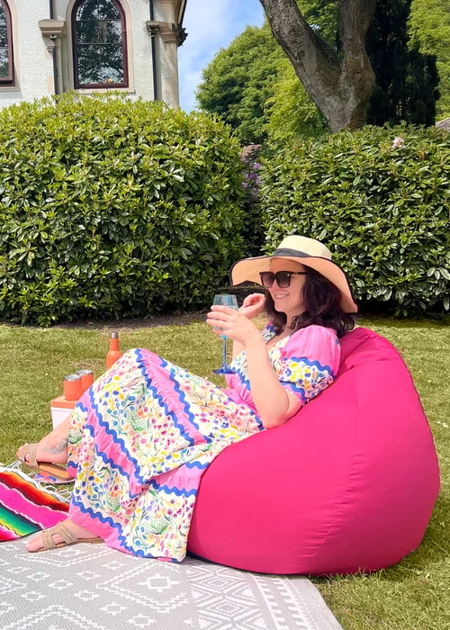 rucomfy Indoor/Outdoor Slouchbag Cerise Pink Beanbag - One Size Image 1