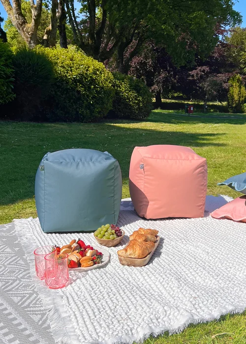 rucomfy Indoor/Outdoor Cube Dusky Pink Beanbag - One Size Image 2