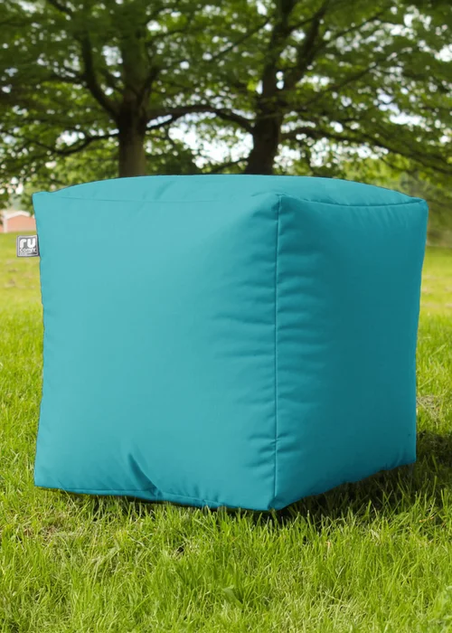 rucomfy Indoor/Outdoor Cube Turquoise Beanbag - One Size Image 1