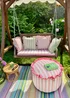 rucomfy Printed Striped Dusky Pink Frilled Pouffe - One Size Image 2