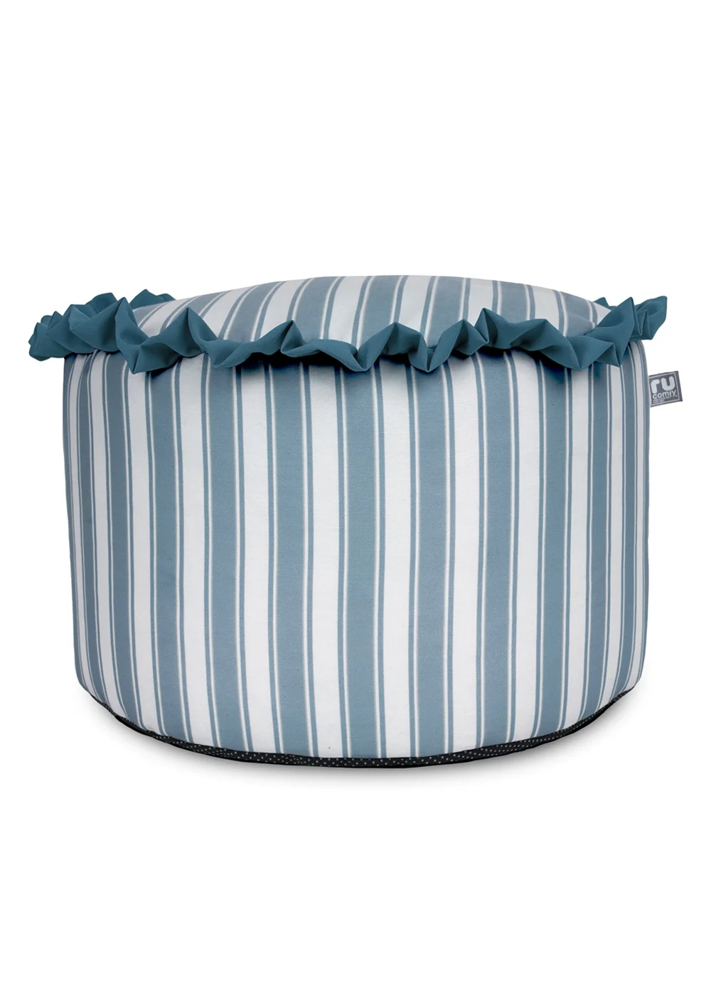 rucomfy Printed Striped Seafoam Blue Frilled Pouffe - One Size Image 2