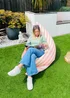 rucomfy Indoor/Outdoor Giant Striped Squashy Squarbie Dusky Pink Beanbag - One Size Image 1