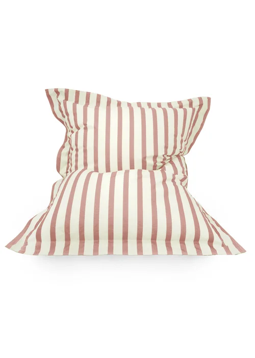 rucomfy Indoor/Outdoor Giant Striped Squashy Squarbie Dusky Pink Beanbag - One Size Image 2