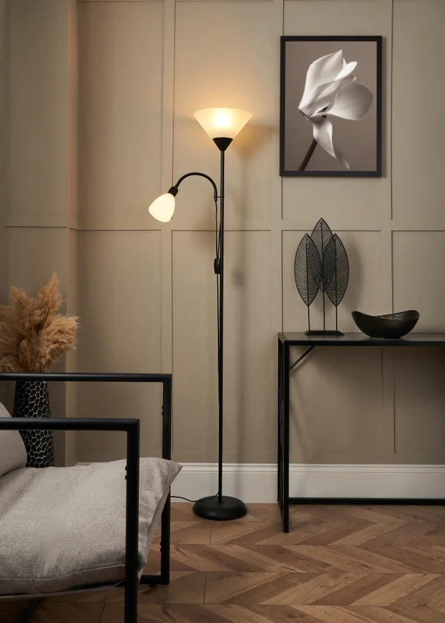 BHS Lighting Mary Mother & Child Floor Lamp Black (170cm x 25cm)