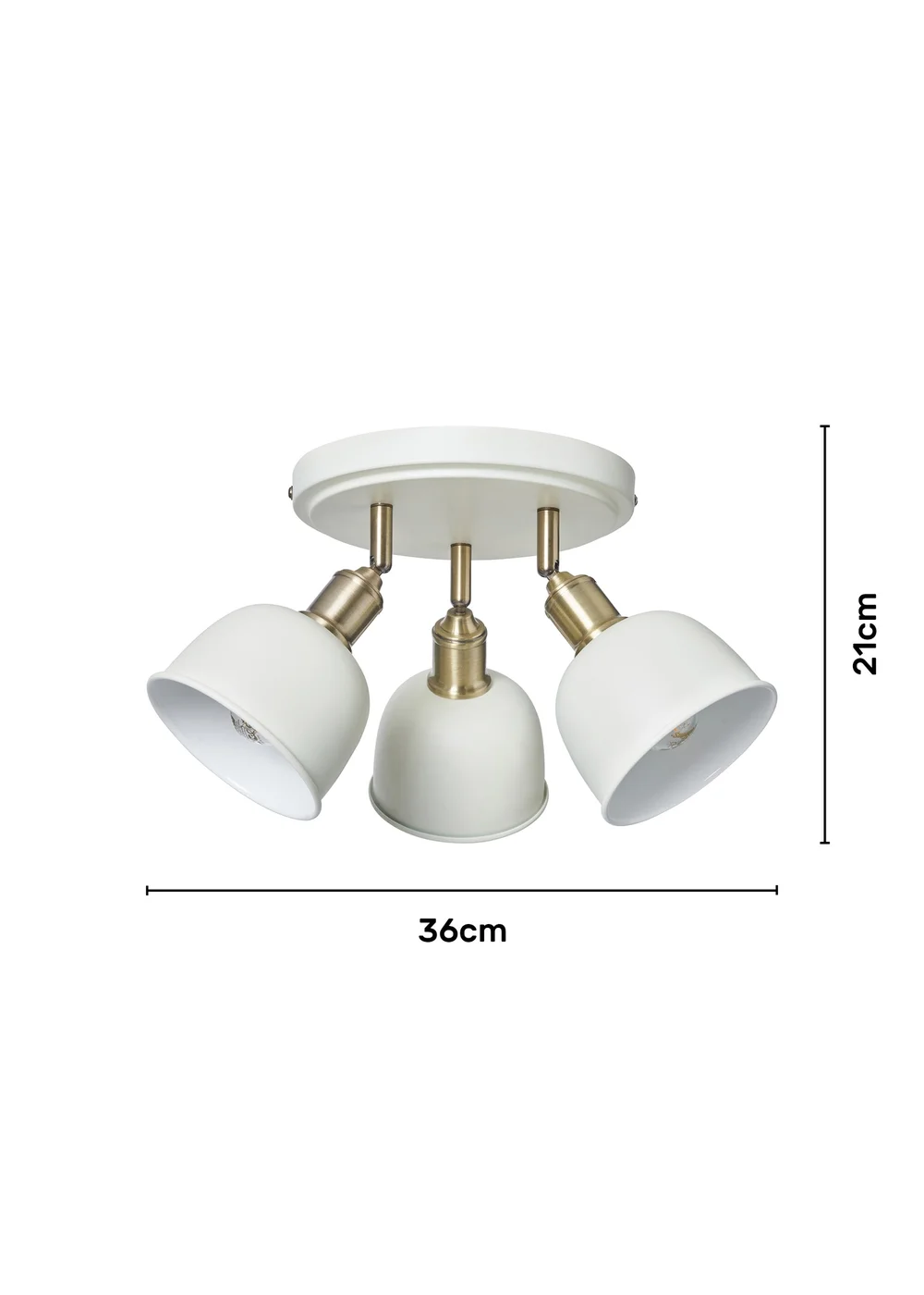 BHS Lighting Damani Ivory & Brass Ceiling 3 Light (21cm x 36cm) - One Size Image 6