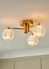 BHS Lighting Raeden LED Brass Acrylic Ball 3 Light Semi Flush (19cm x 45cm) - One Size Image 3
