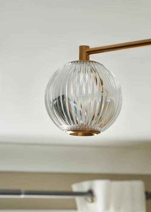 BHS Lighting Raeden LED Brass Acrylic Ball 3 Light Semi Flush (19cm x 45cm) - One Size Image 4