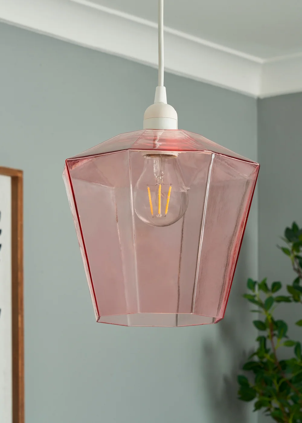 BHS Lighting Octagon Easyfit Glass Pink (23cm x 20cm) - One Size Image 2