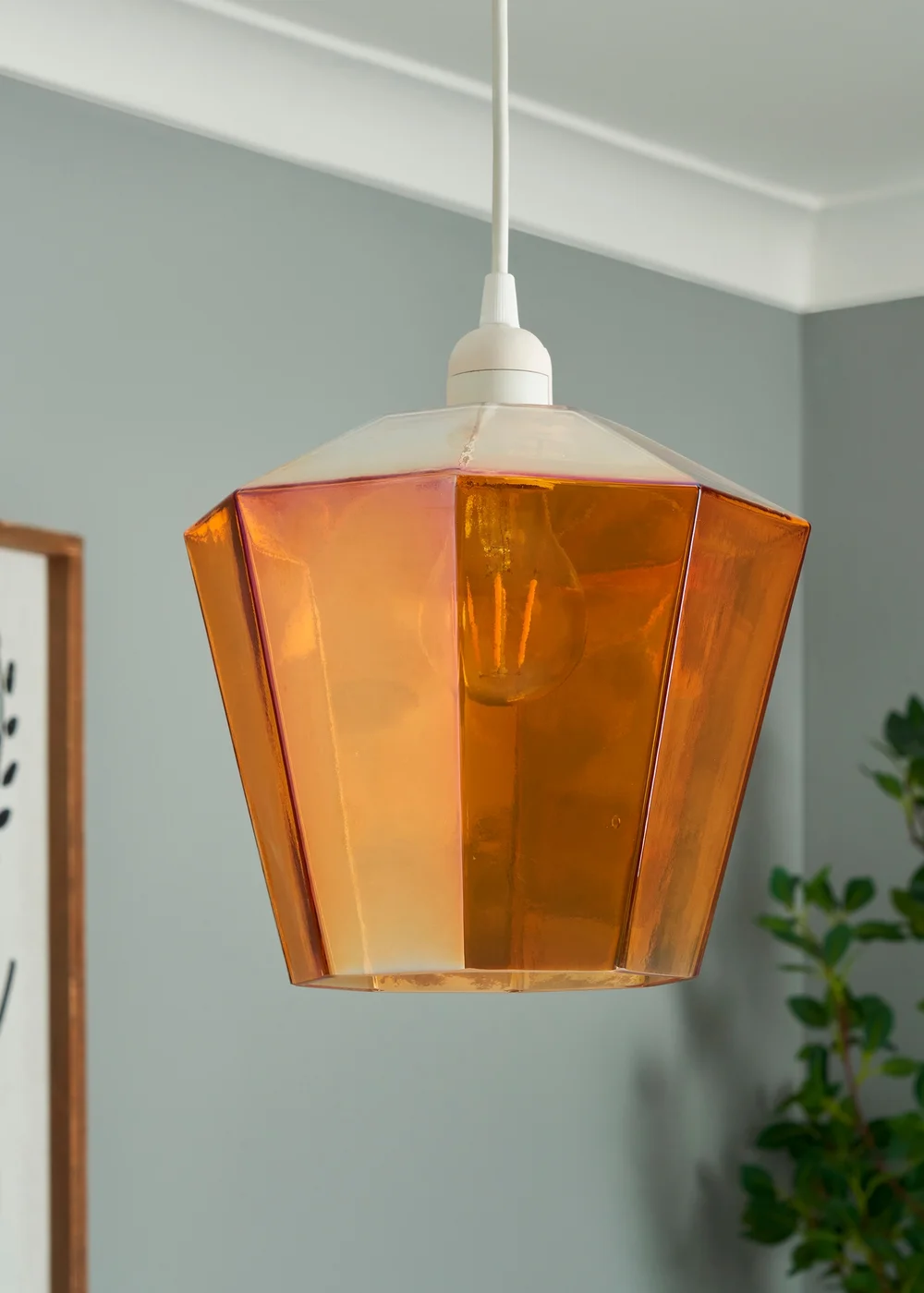 BHS Lighting Octagon Easyfit Glass Amber (23cm x 20cm) - One Size Image 2