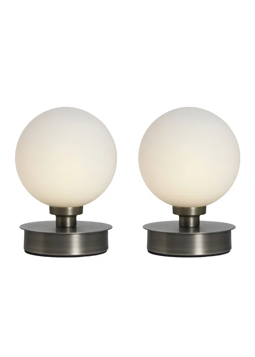 BHS Lighting Tobey Touch Table Lamp PAIR Pewter (18cm x 12cm) - One Size Image 4