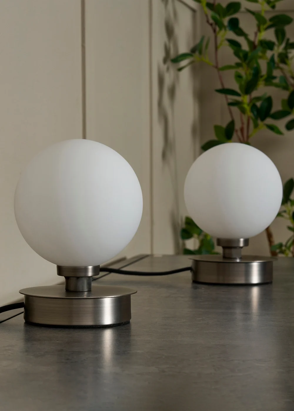 BHS Lighting Tobey Touch Table Lamp PAIR Pewter (18cm x 12cm) - One Size Image 2