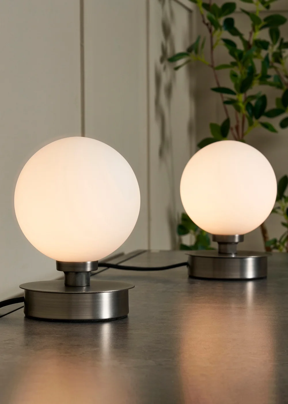 BHS Lighting Tobey Touch Table Lamp PAIR Pewter (18cm x 12cm) - One Size Image 1