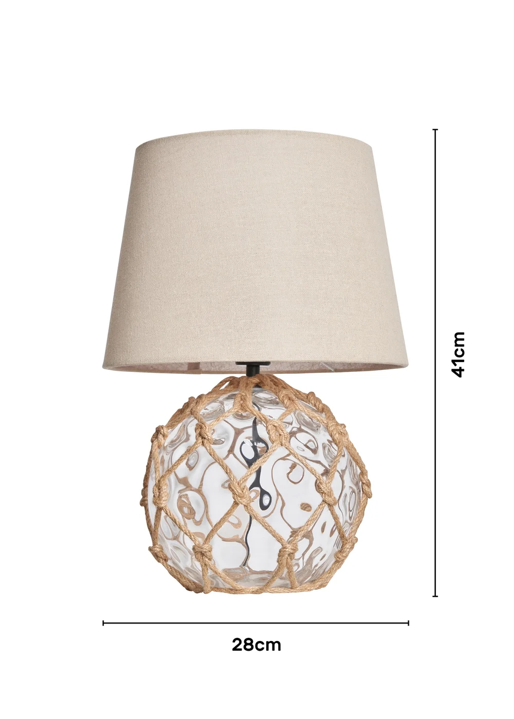 BHS Lighting Seaqua Clear Dimpled Glass Rope Table Lamp (41cm x 28cm) - One Size Image 6
