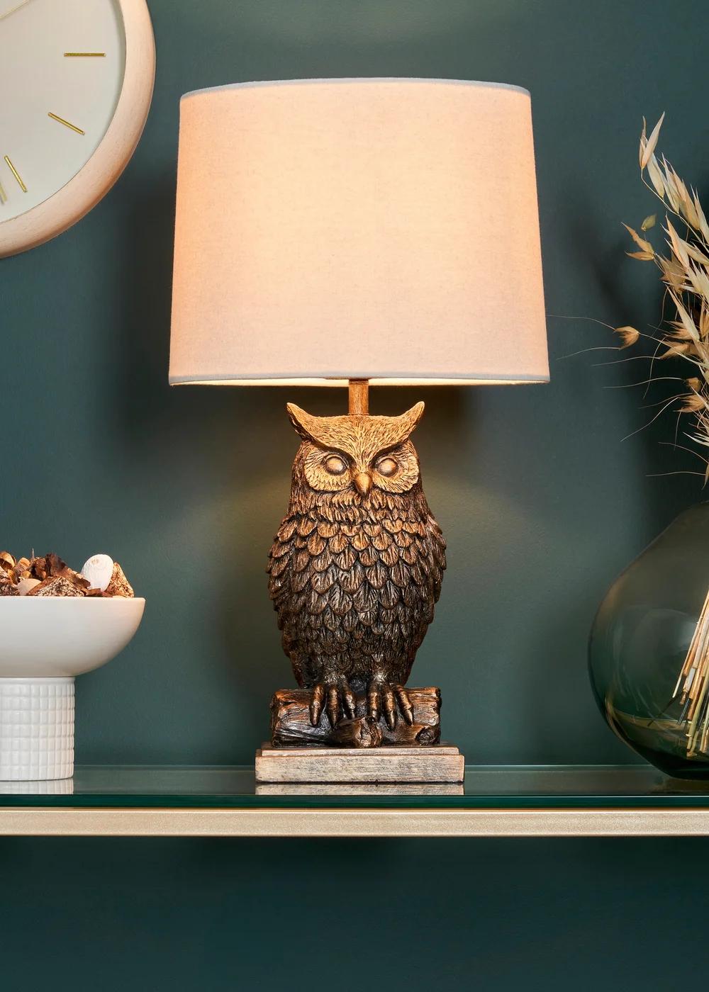 BHS Lighting Ollie Owl Bronze Table Lamp (46cm x 27cm) - One Size Image 1