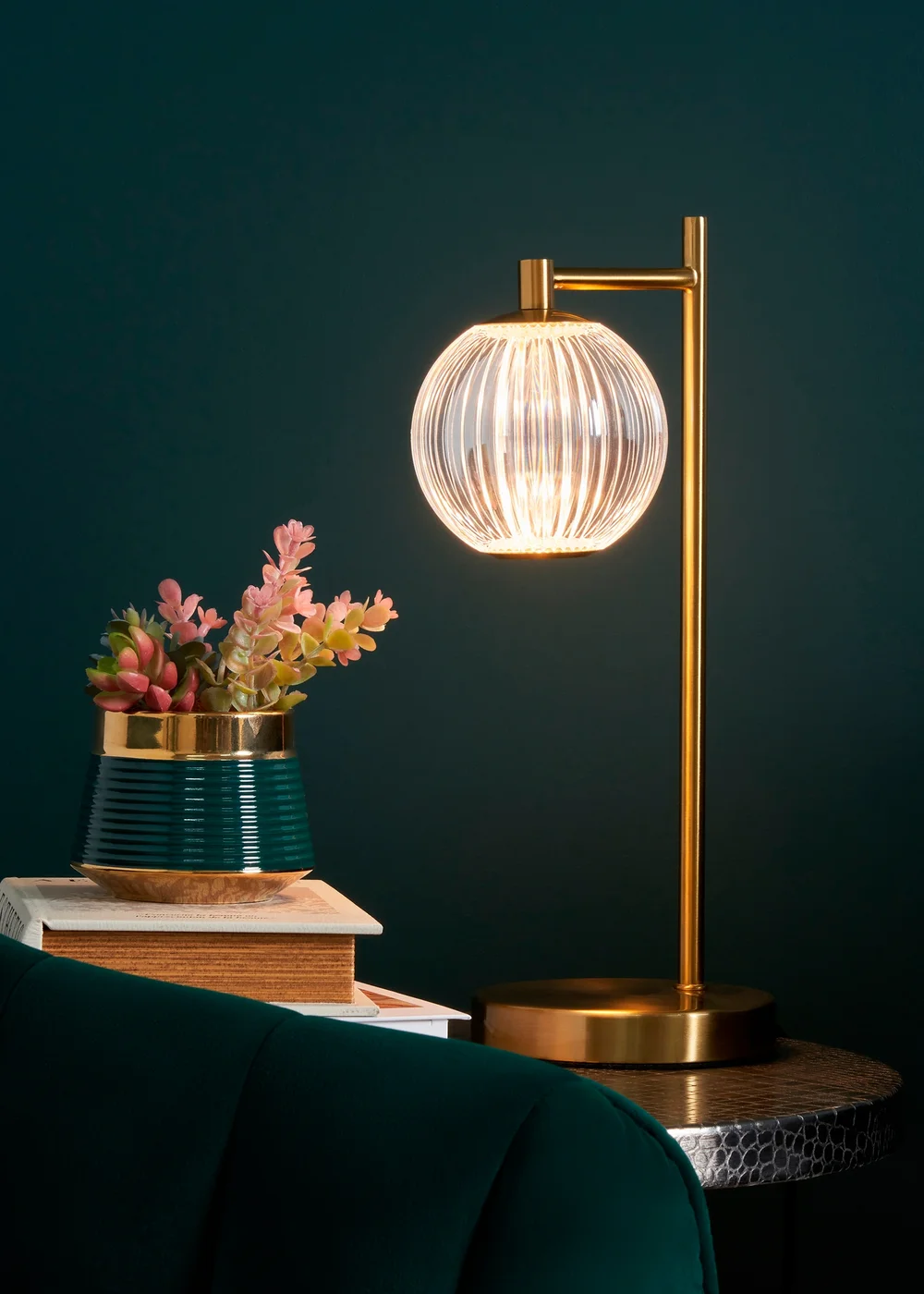 BHS Lighting Raeden LED Brass Acrylic Ball Table Lamp (35cm x 13cm) - One Size Image 1