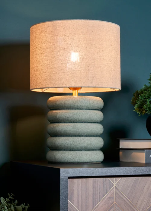 BHS Lighting Firenze Sage Grey Table Lamp (44cm x 28cm) - One Size Image 1