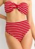 Gini London Red Textured Twist Front Stripe Bikini Top - Size 14 Image 3