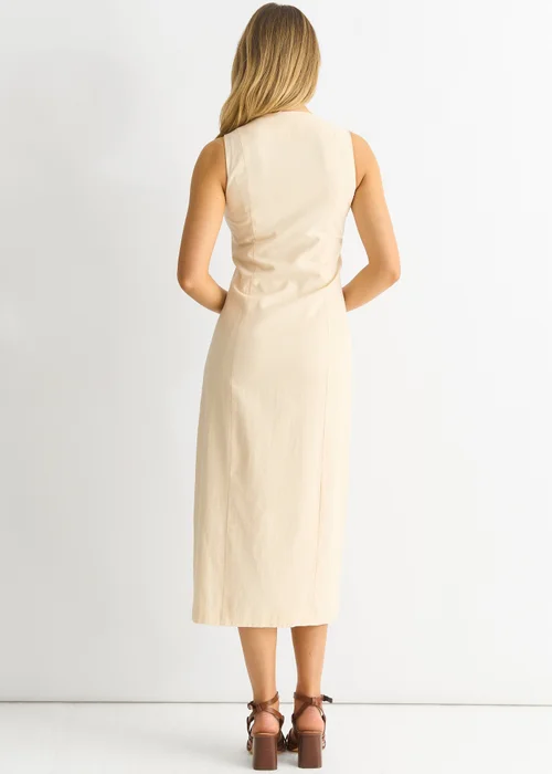 Gini London Stone Button Through Waist Coat Midi Dress - 10 Image 2