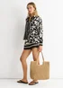 Gini London Mono Border Print Viscose Oversized Shirt - 16 Image 4