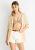 Gini London Beige Crochet Knit Edge to Edge Cardigan - 12 Image 3