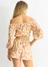 Gini London Beige Abstract Belted Bardot Viscose Playsuit - Size 12 Image 2