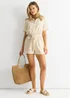 Gini London Beige Utility Elasticated Waist Linen Playsuit - Size 16 Image 1