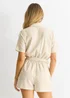 Gini London Beige Utility Elasticated Waist Linen Playsuit - Size 16 Image 2