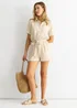 Gini London Beige Utility Elasticated Waist Linen Playsuit - Size 16 Image 4