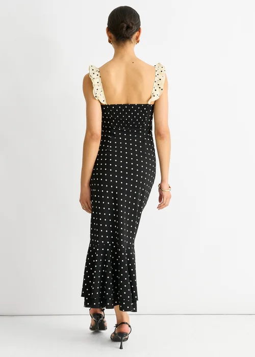 Gini London Black Spot Ruffle Bias Midi dress - 8 Image 2