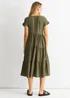 Gini London Khaki V Neck Pocket Smock Midi Dress - Medium/Large Image 2
