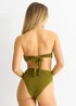Gini London Olive Textured High Waist Bikini Bottom - Size 8 Image 2
