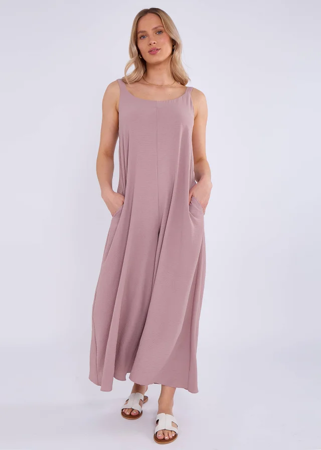 Gini London Dusty Pink Mink Air Flow Strappy Wide Leg Jumpsuit