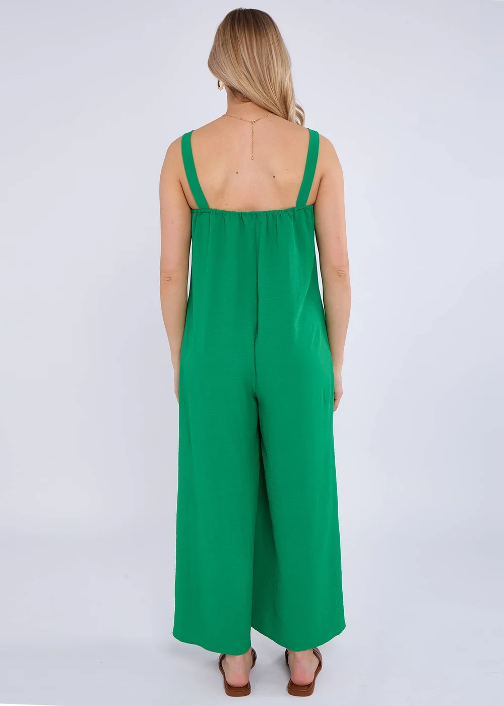Gini London Green Air Flow Strappy Wide Leg Jumpsuit - M/L Image 2