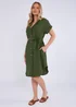 Gini London Khaki Utility Belted Oversized Viscose Shirt Dress - M/L Image 1