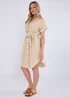 Gini London Beige Utility Belted Oversized Viscose Shirt Dress - M/L Image 4