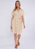 Gini London Beige Utility Belted Oversized Viscose Shirt Dress - M/L Image 1