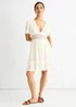 Gini London White Lace Trim Viscose Mini Skater Dress - Size 14 Image 1