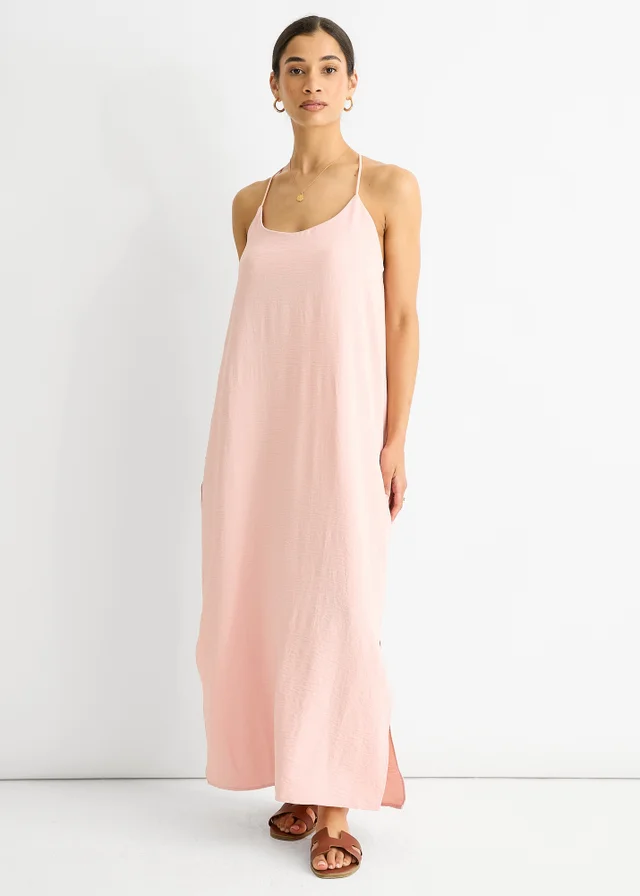 Gini London Blush Strappy Cross Back Airflow Oversized dress