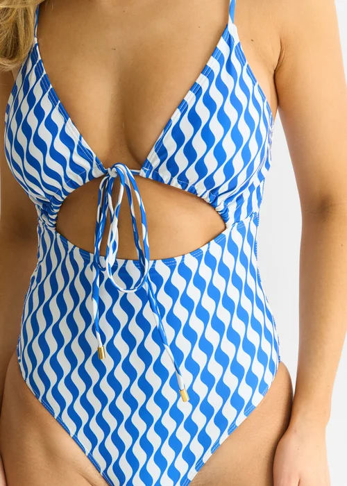 Gini London Blue Wave print tie front swimwear - 14 Image 3