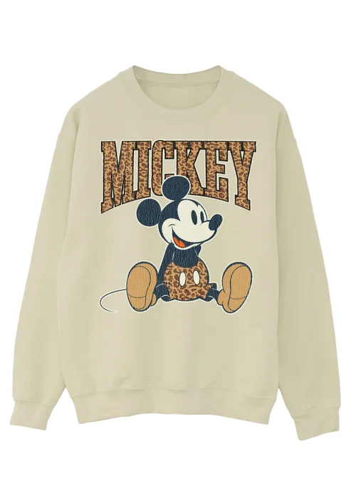 Disney Mickey Mouse Leopard Sand Graphic Sweatshirt - L Image 1