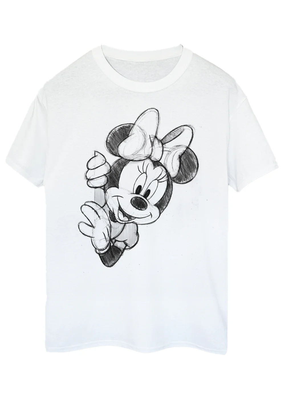 Disney Minnie Mouse Sketch White Boyfriend Fit T Shirt - Extra Large Image 1