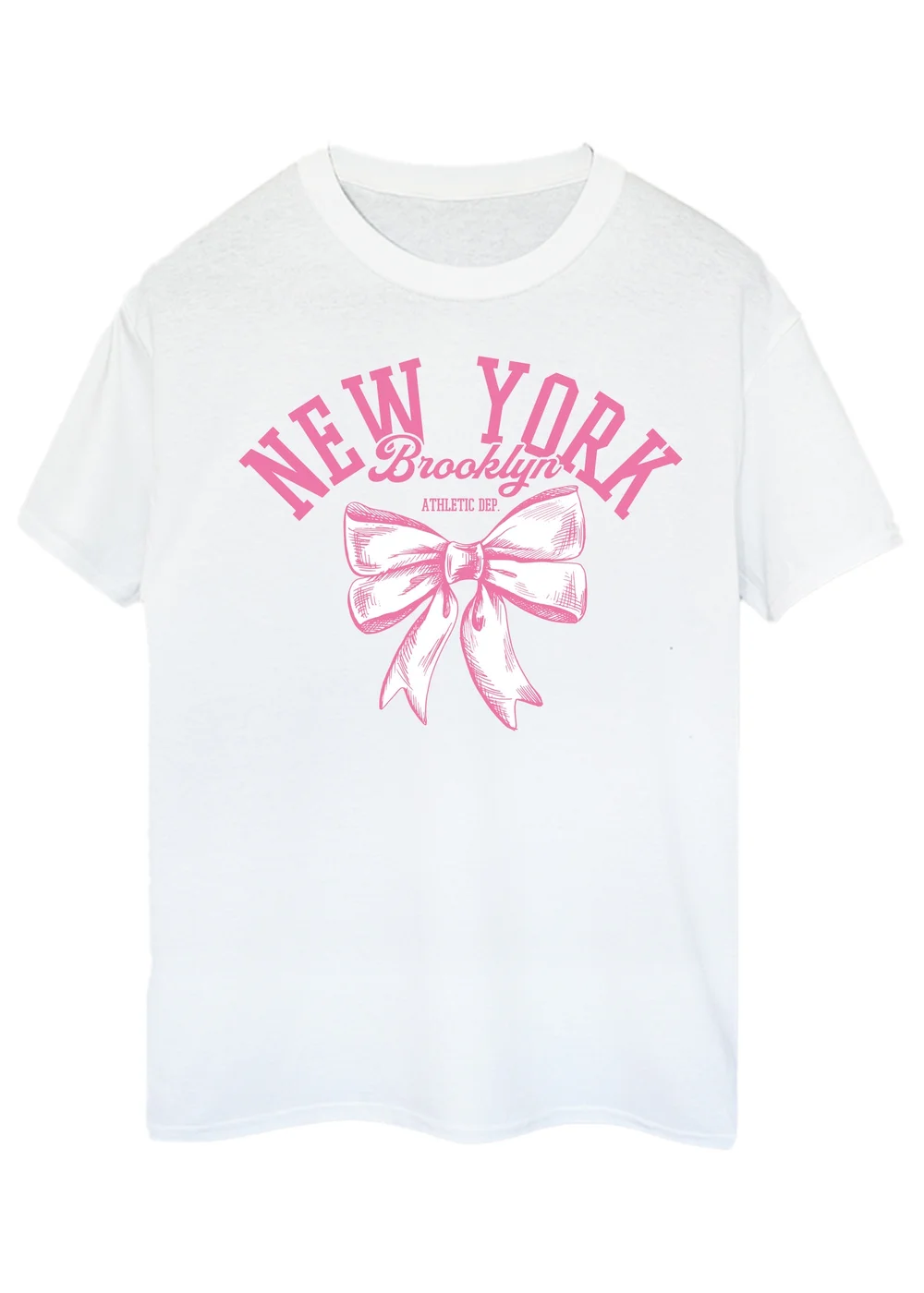 Brands In New York Brooklyn Bow White Boyfriend Fit T Shirt - Extra Large Image 1