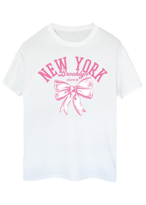 Brands In New York Brooklyn Bow White Boyfriend Fit T Shirt - Extra Large Image 1
