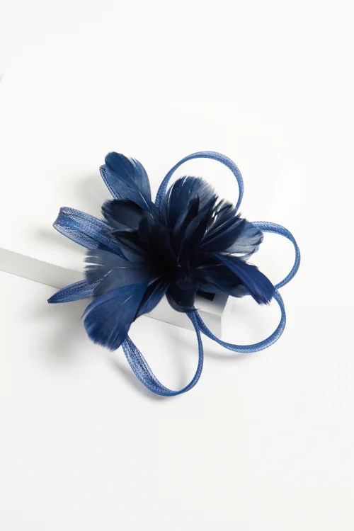 Jon Richard Navy Floral Clip Fascinator - One Size Image 2