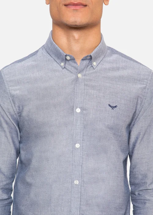 Threadbare Light Blue Oxford Cotton Slim Fit Long Sleeve Shirt - XXL Image 3