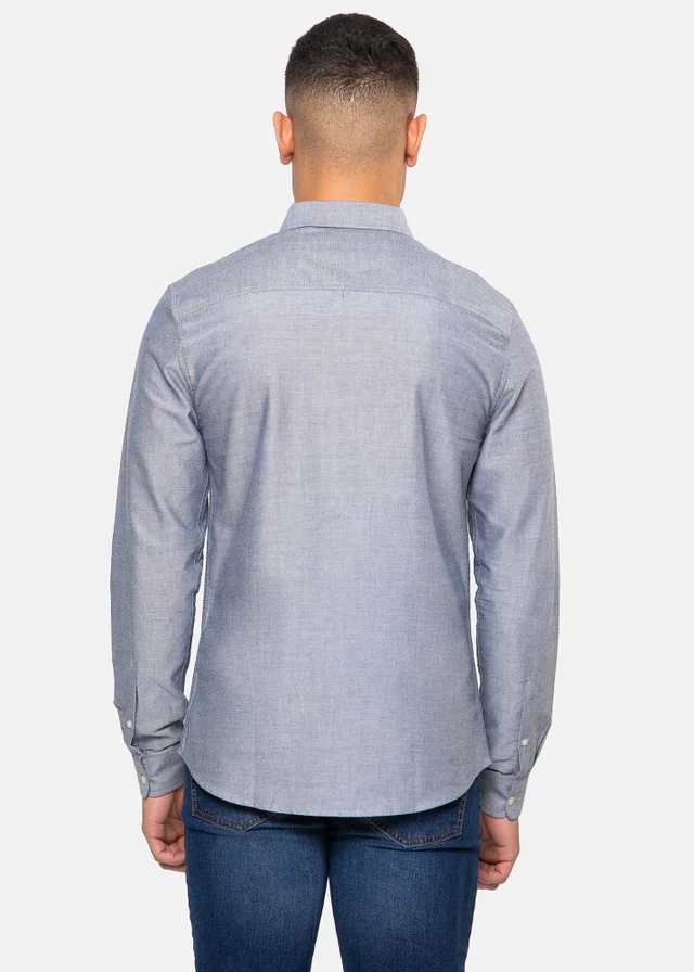 Threadbare Light Blue Oxford Cotton Slim Fit Long Sleeve Shirt